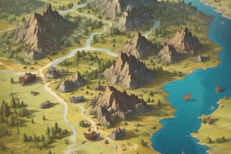 make fantasy map illustration for dnd, novels and games