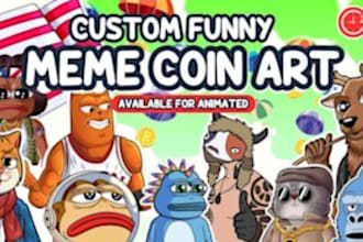 create cartoon illustration, meme art, meme character, meme coin, crypto art