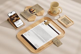 do custom minimalist logo design and full brand identity kit