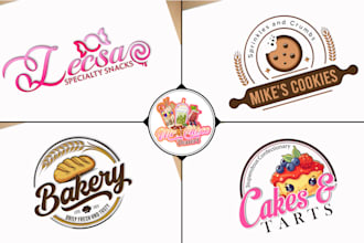design cake, desserts, cookie, candy, bakery logo