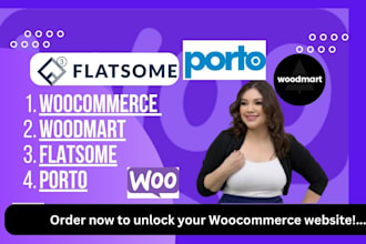 design customize responsive woocommerce store  woodmart porto flatsome expert