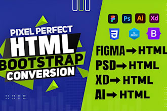 convert figma to HTML, PSD to HTML, sketch to HTML