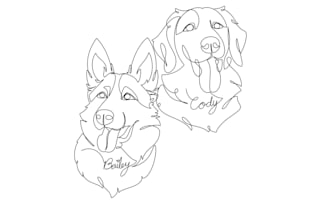 do unique line drawing vector art illustration dog, cat,and pet animal line art