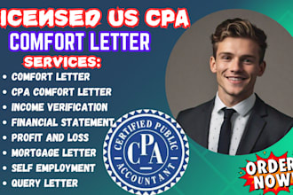 provide US CPA comfort letter sign cpa letter verification mortgage cpa letter