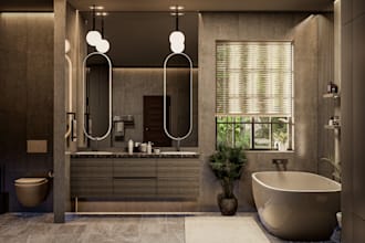 do modern bathroom interior design in 3d and render