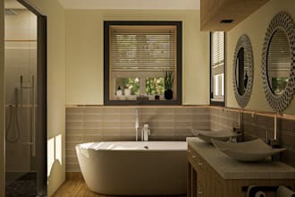 make 3d bathroom interior design and render