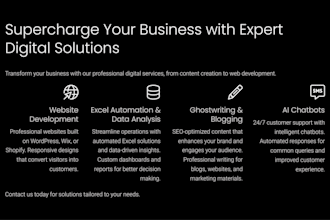 provide website development, excel specialist