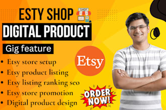 setup etsy digital product shop, etsy digital products, etsy product listing SEO