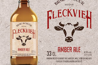 create a retro vintage handcrafted beer label design