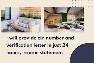 provide ein number and verification letter in just 24 hours, income statement