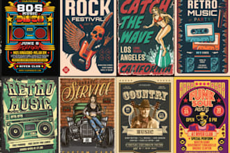 design a top level vintage illustration retro vintage modern style poster