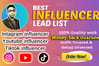 find best instagram youtube tiktok active influencers leads