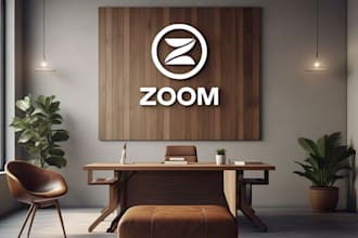 design office mockup and custom zoom virtual background logo