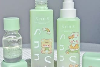 do skincare feminine cosmetic logo and bottle label design 24 hours