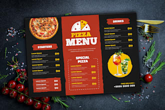create modern food menu design and restaurant menu design