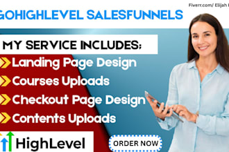 redesign gohighlevel salesfunnel,landing page desktop, mobile,checkout pages