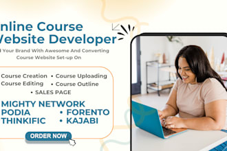 set up online course website on mighty network, thinkific kajabi forento podia