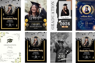 do invitation , graduation flyer ,postcard and party flyer