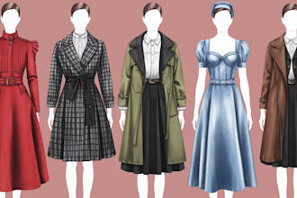 draw fashion 2d flats or sketch, digital, pencil fashion illustration collection