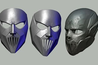3d custom mask, 3d cosplay mask, oni mask, helmet mask model, kitsune 3d mask