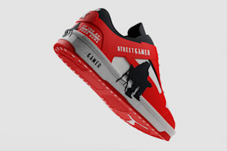 design a realistic 3d shoe model for animation