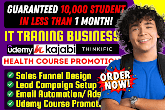 promote udemy course to boost sales for business, health, IT training on kajabi