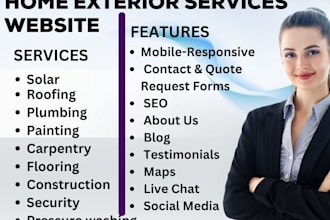 build stunning roofing website, home exterior services and construction website