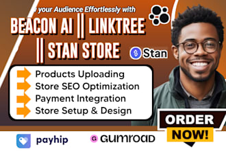 setup and design beacon ai, linktree, stan store for your social media account