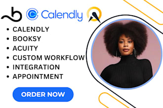 setup calendly, acuity scheduling and automation, tidycal, booksy, acuity