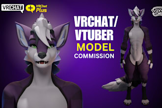 do custom vrchat avatar, 3d furry model, fursona nsfw, vseeface, vtuber model
