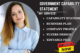 write government capability statement, business plan