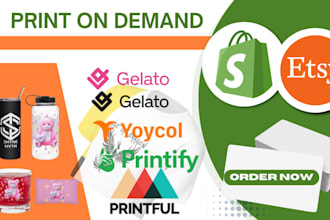 create custom design for print on demand product on printful, printify,