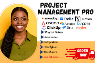 setup monday board monday crm trello clickup asana project management monday VA