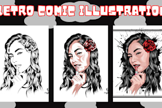 design retro vintage illustration retro comic book pop art, retro vintage poster