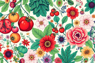 draw realistic vegetables, fruits, flowers and botanical plants