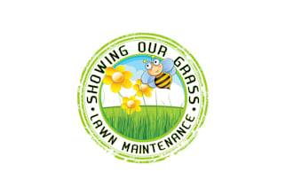 create cute bee lawn maintenance biz logo design