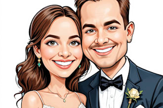 draw caricatures for couples, families, weddings