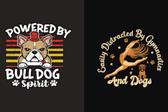 do hand drawn dog pet grooming logo with t shirt design