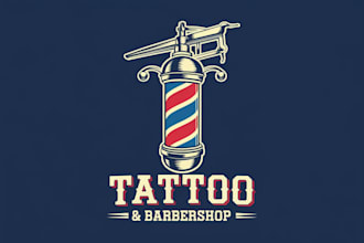 do retro vintage logo design for business, tattoo barbershop