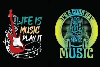 design unique t shirt guitar podcast radio music logo
