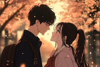 draw cute anime couple for you