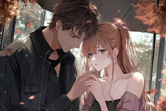 draw cute anime couple for you