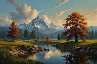 paint landscape in real oil painting
