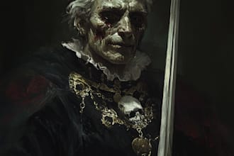 do a fantasy horror character logo and friendship portrait