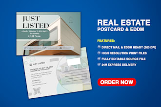 design professional real estate postcard or eddm mailer