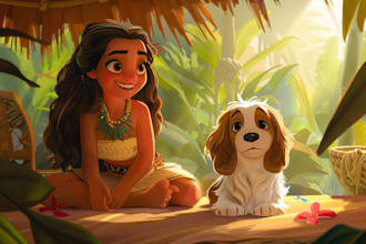 create cartoon disney couple portrait