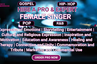 be your female singer on gospel pop hip hop rnb and vocalist as a songwriter