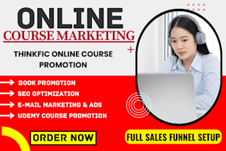 udemy online course promotion, kajabi, thinkific online course sales funnel