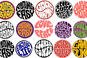 draw bold text typography logo design circle style