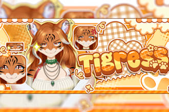 design anime vtuber banner for youtube, twitch, twitter, discord etc